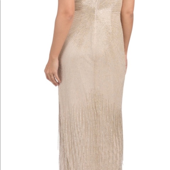 Aidan Mattox fringes V-Neckline sleeveless beaded gown dress - Picture 13 of 14